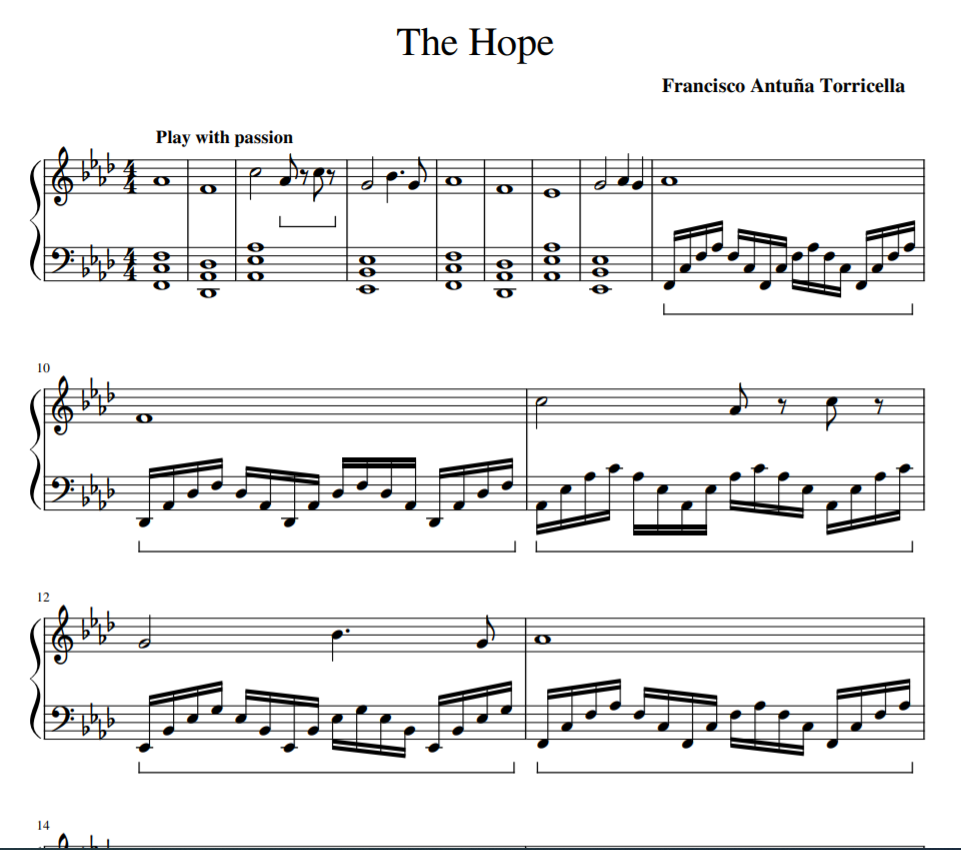 The hope sheet piano